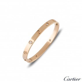 Cartier Love Bracelet Rose Gold Half Diamond Size 16 B6036016